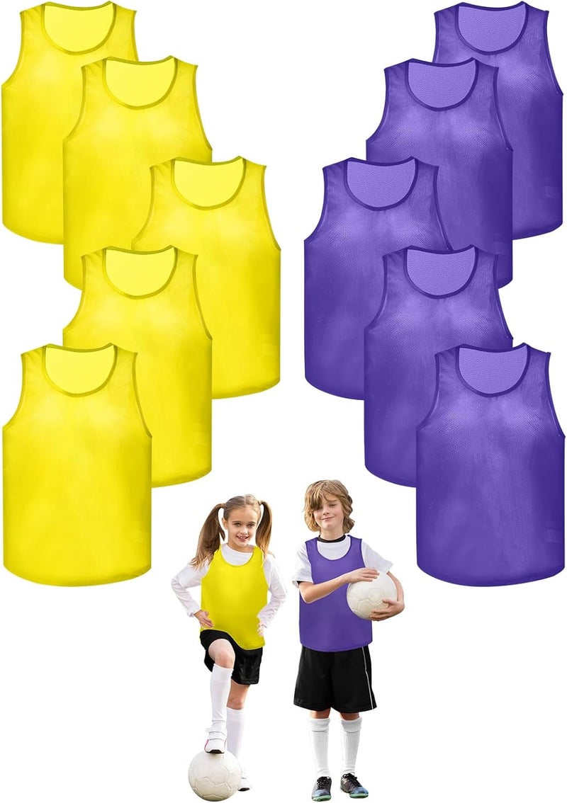 Mofech 12 Pack Pro Training Pinnies for Youth & Adult Mesh High-Vis Scrimmage Vests for Soccer, Basketball, Volleyball Teams - Image 1